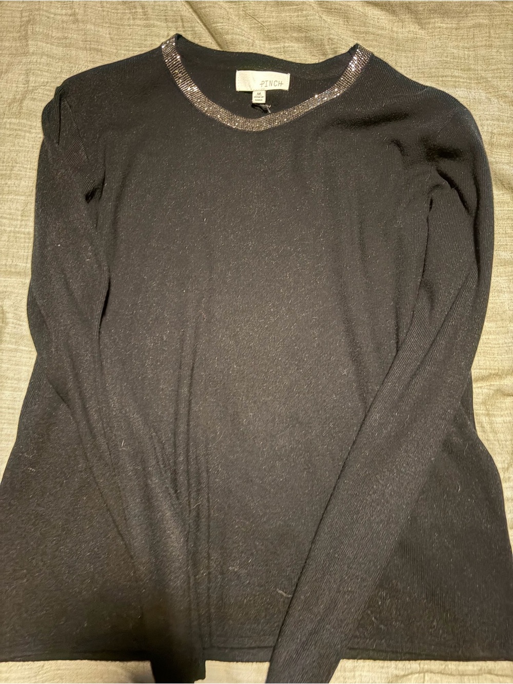 Pinch Black Crewneck Sweater with Sparkle Trim